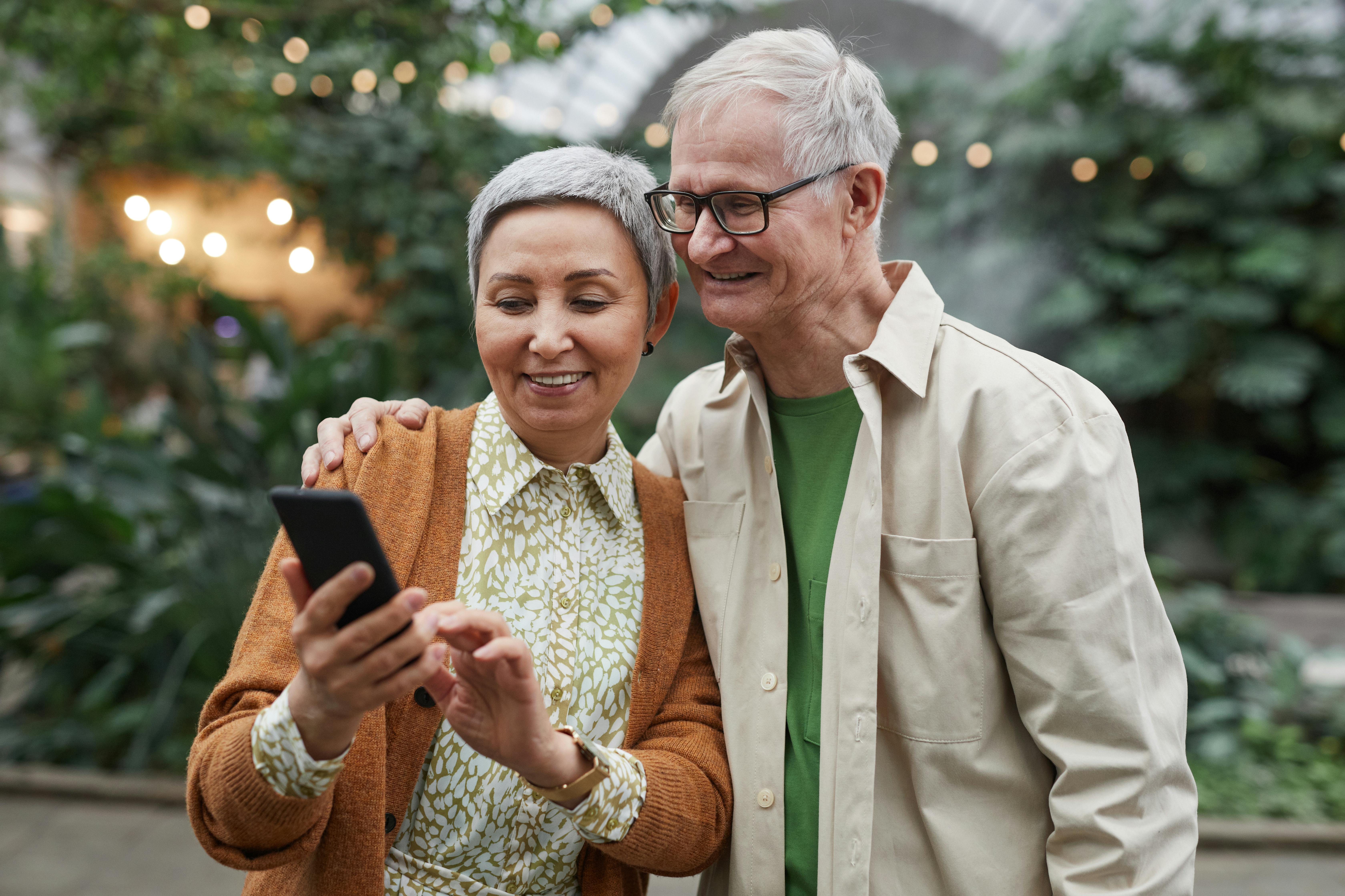 Happy elderly couple smiling